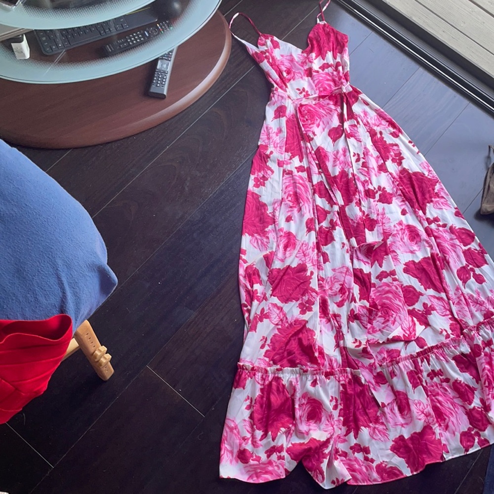 Beautiful pink and red maxi dress